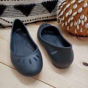 Crocs Kelli Slip On Ballet Flats Shoes Triple Black Iconic Comfort Women's Sz 9